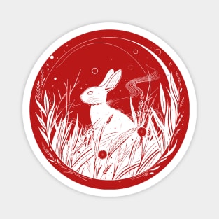 A rabbit under the moonlight (white) Magnet